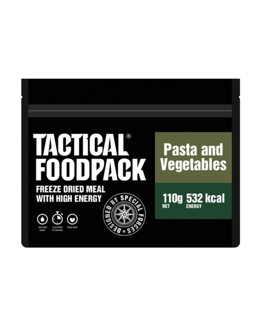 Abbildung: Tactical Foodpack 110g 'Pasta and Vegetables' = 80,90 €/kg