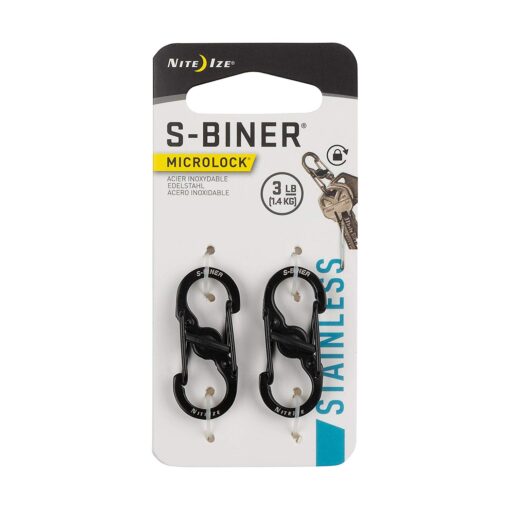 Abbildung: 2 Stück Nite Ize Karabinerhaken S-Biner Micro-Lock schwarz 3,5x1,45 =4,45€/Stück