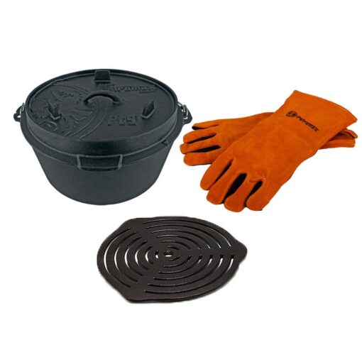 Abbildung: Set Petromax Feuertopf Ft9 (ohne Füße) + Grilleinsatz + Handschuhe